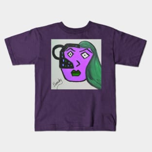 Purple Robot Lady Kids T-Shirt